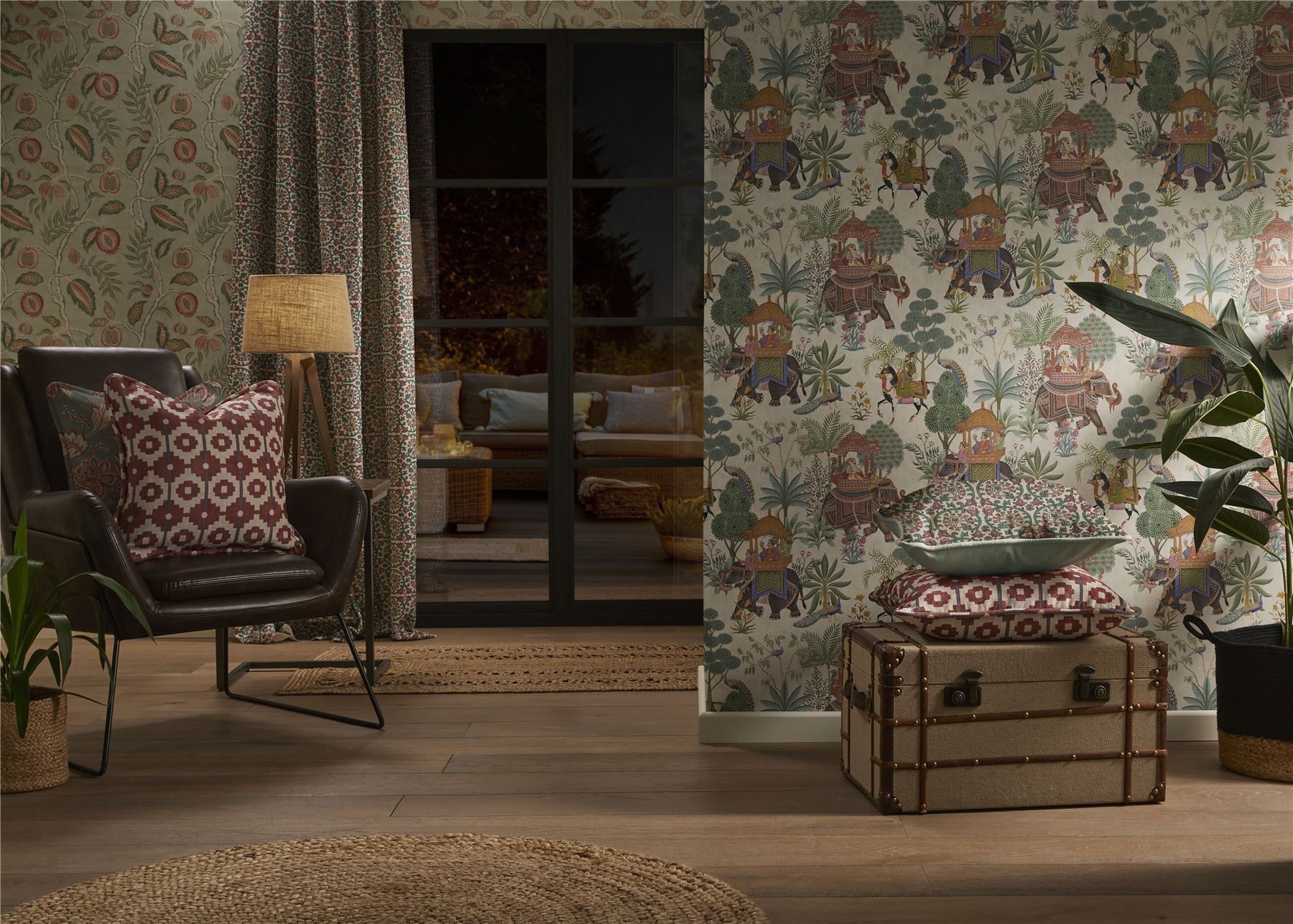 Kashmir Jacobean Teal/Raspberry Cushion - Esselle Home