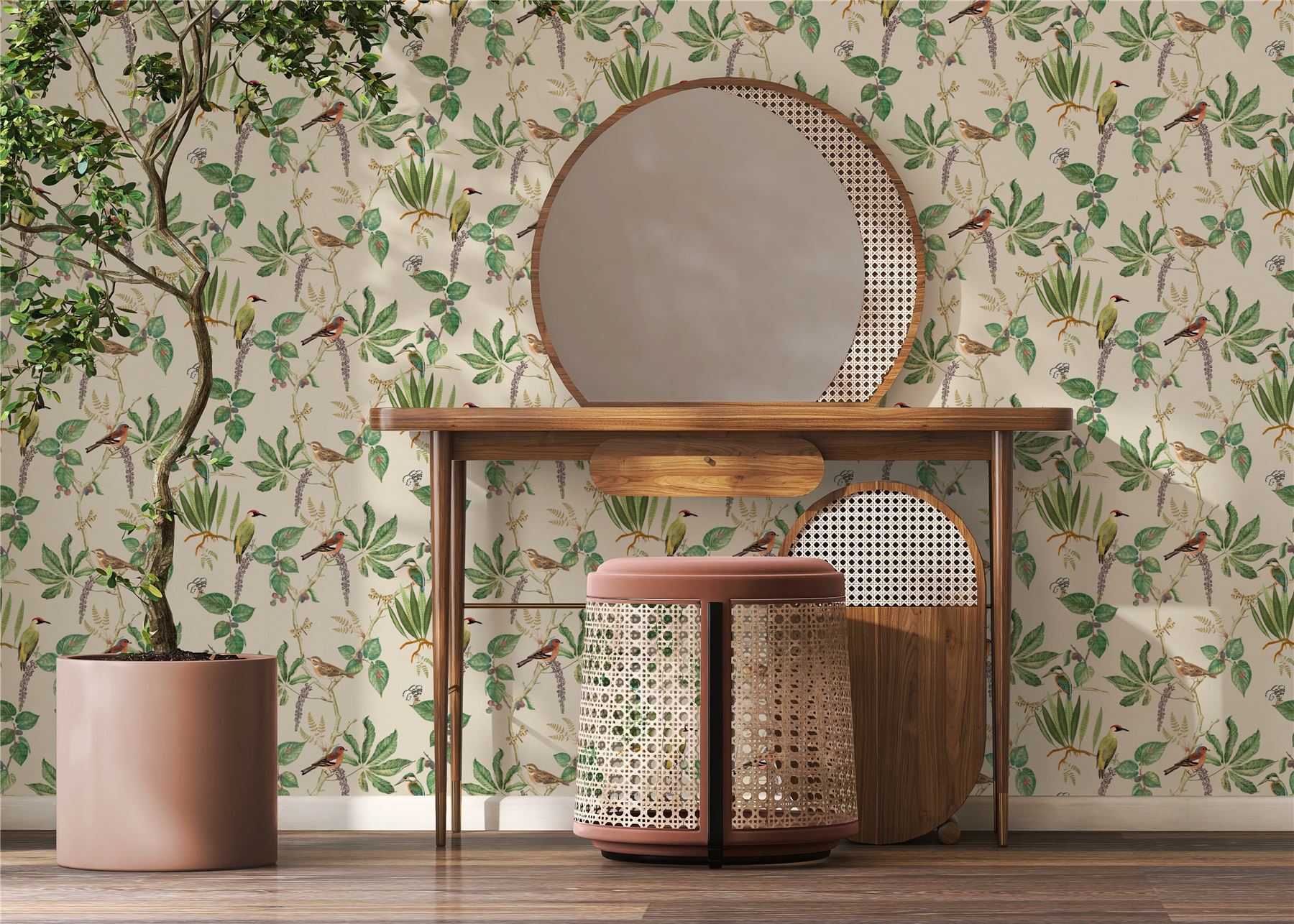 Hill Top Garden Cotton/Green Wallpaper - Esselle Home