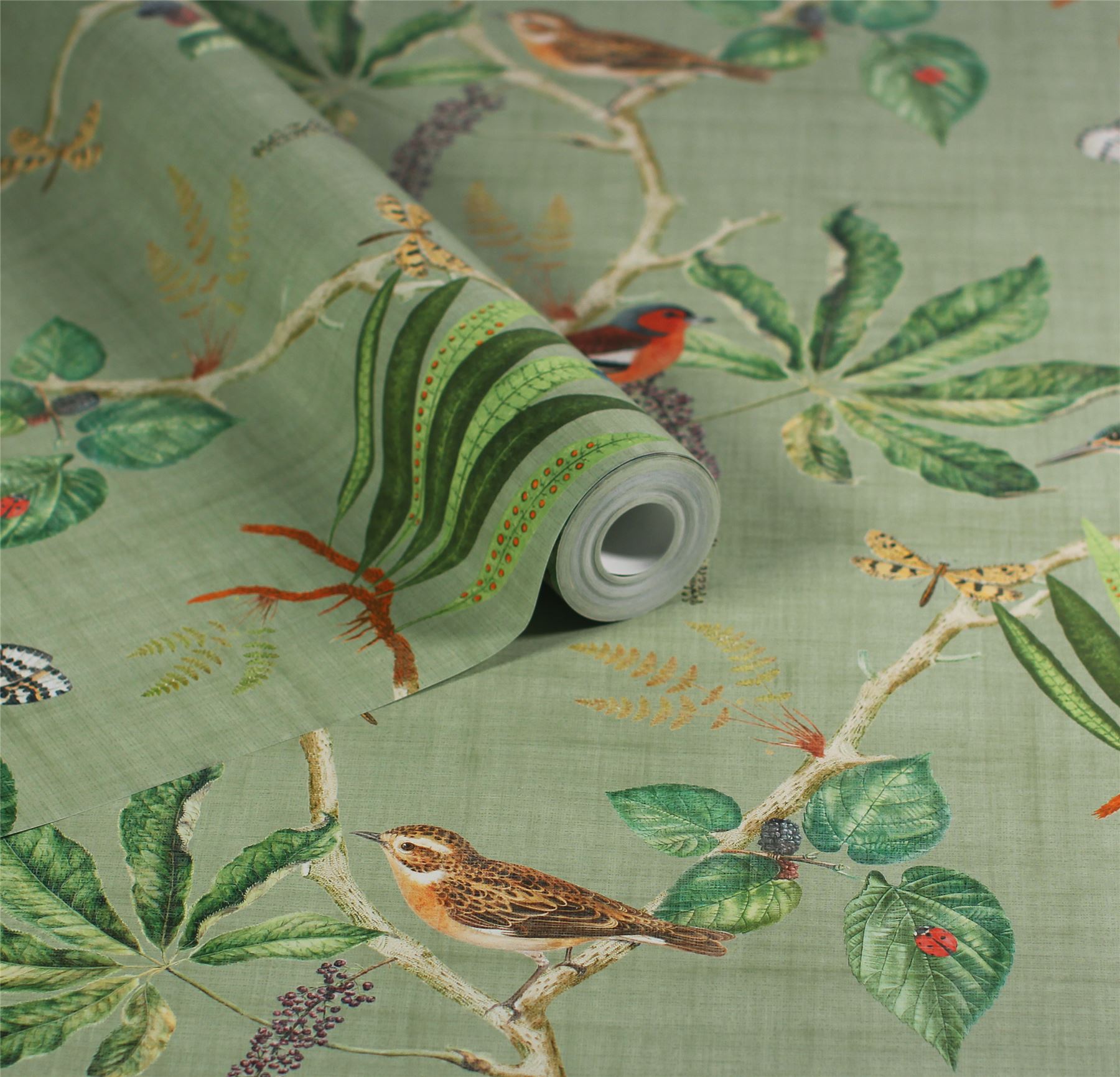 Hill Top Garden Sage Green Wallpaper