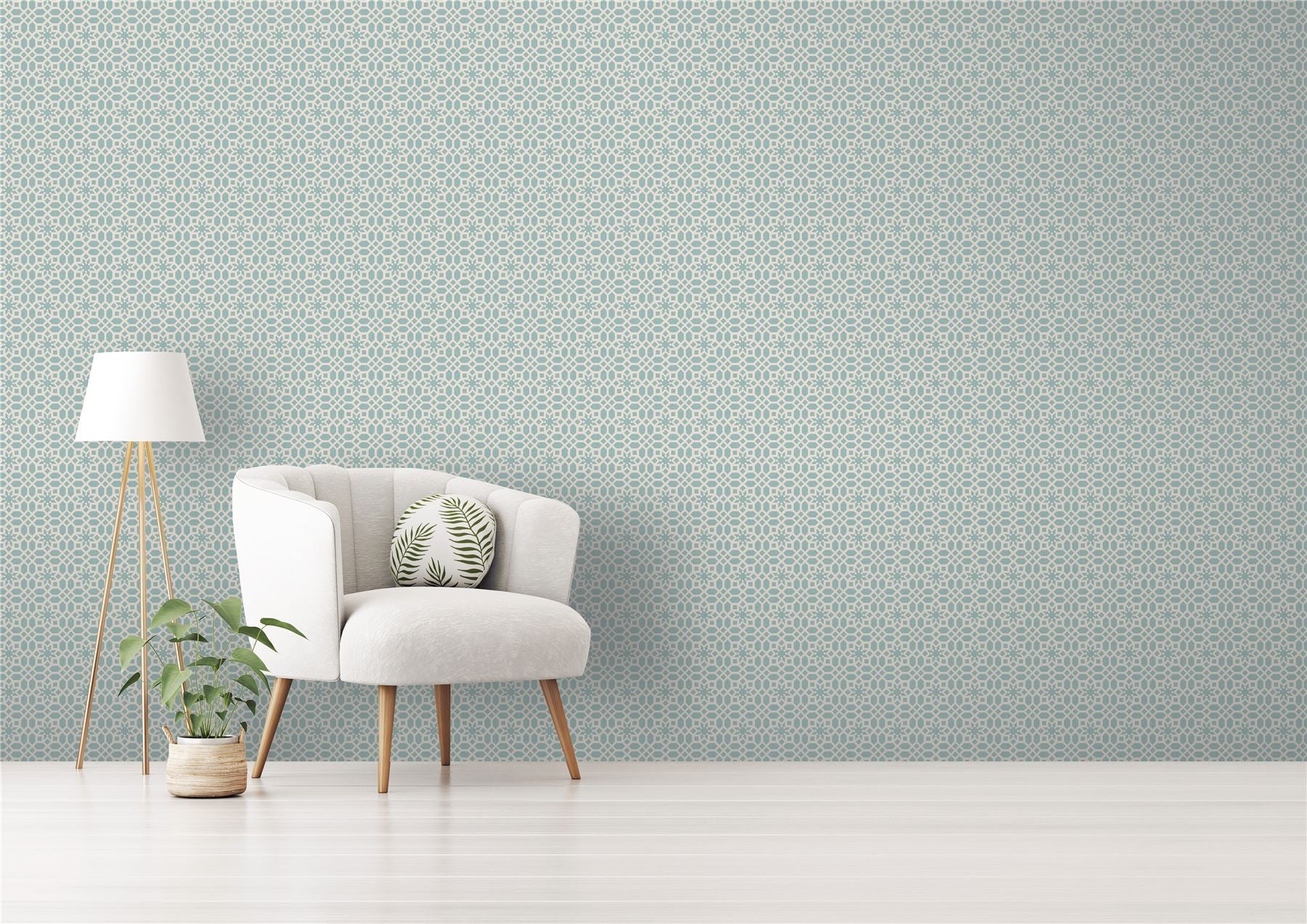 RHS Star Trellis Soft Blue Wallpaper
