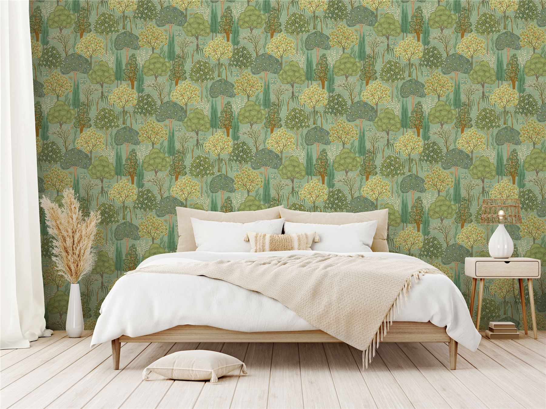 Persian Oasis Sage Green Wallpaper - Esselle Home