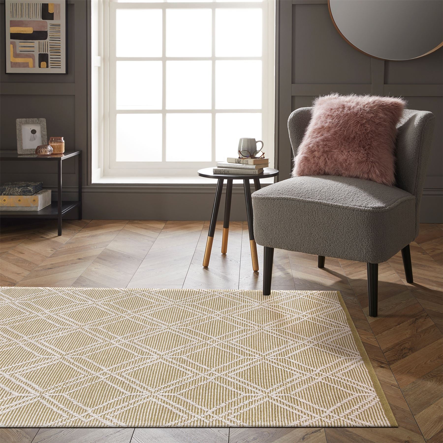 Blenheim Diamond 100% Pet 120x170cm Olive Rug