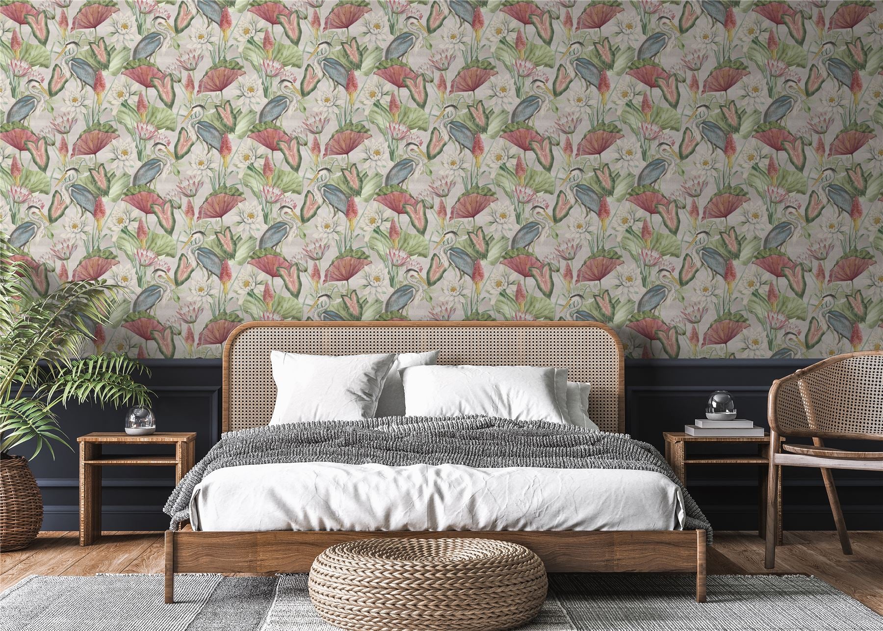 Waterlily Lake Linen Multicoloured Wallpaper