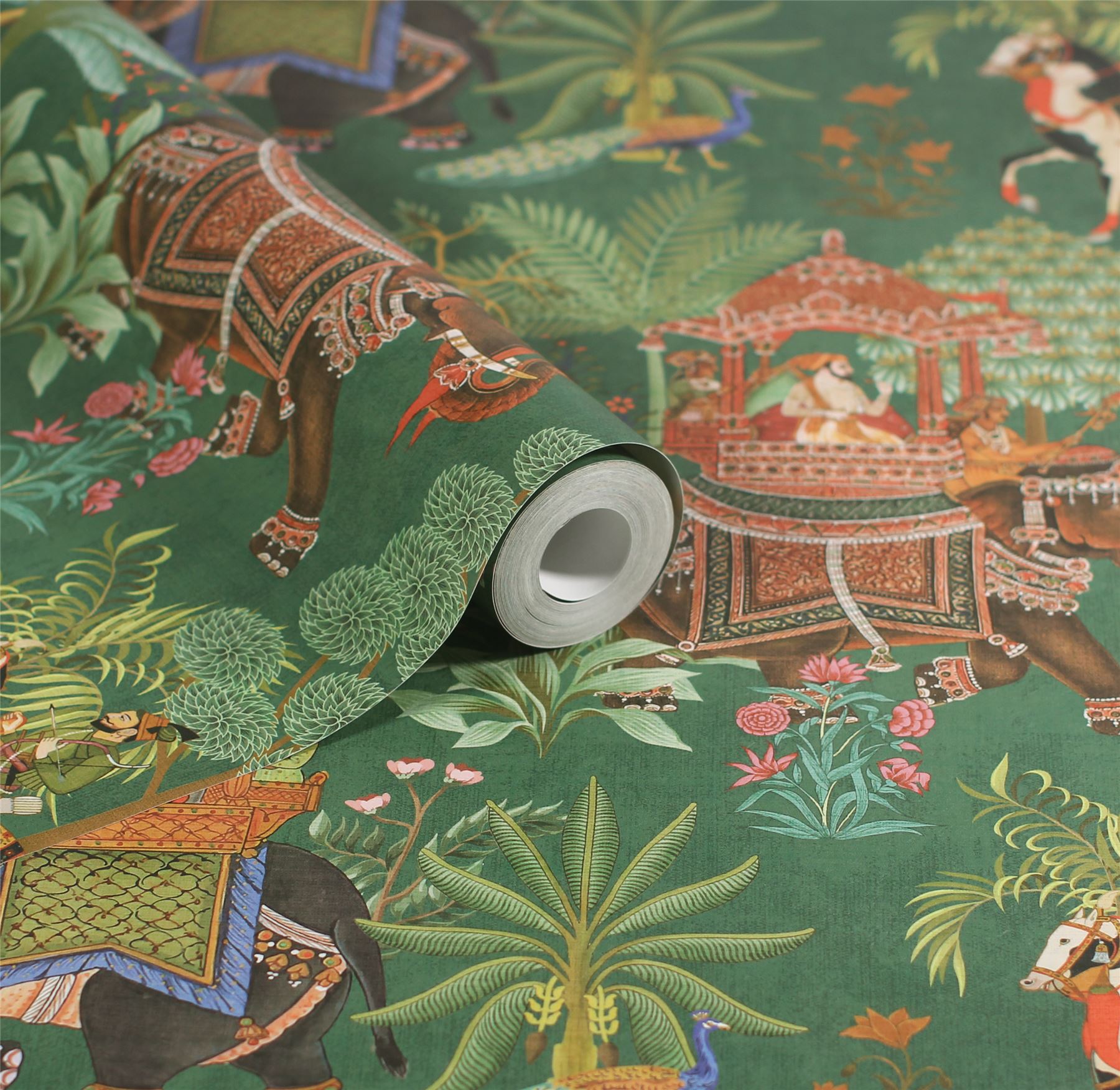 Emperor's Garden Emerald Multicoloured Wallpaper - Esselle Home