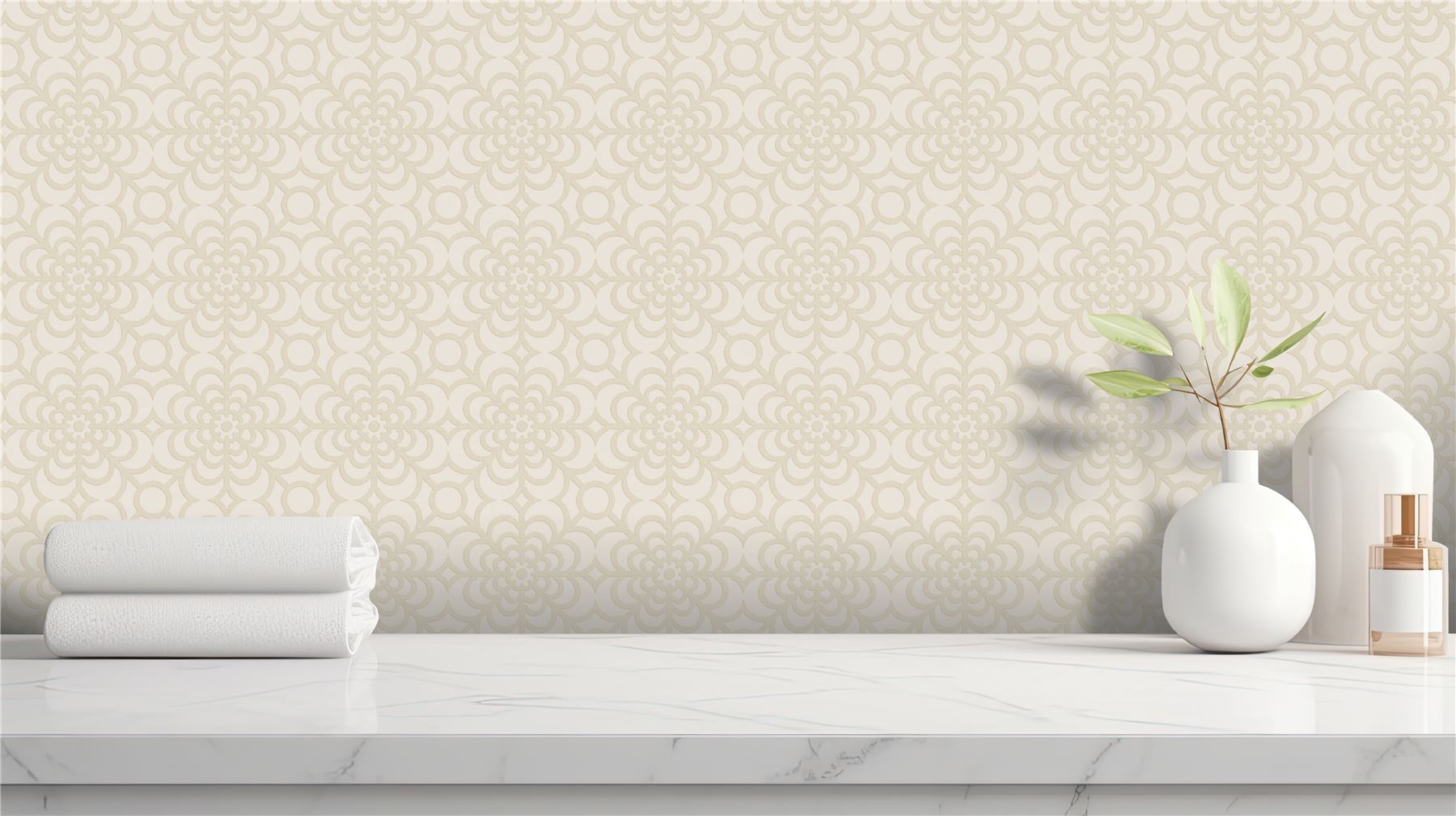 RHS Dandy Floral Ivory Wallpaper
