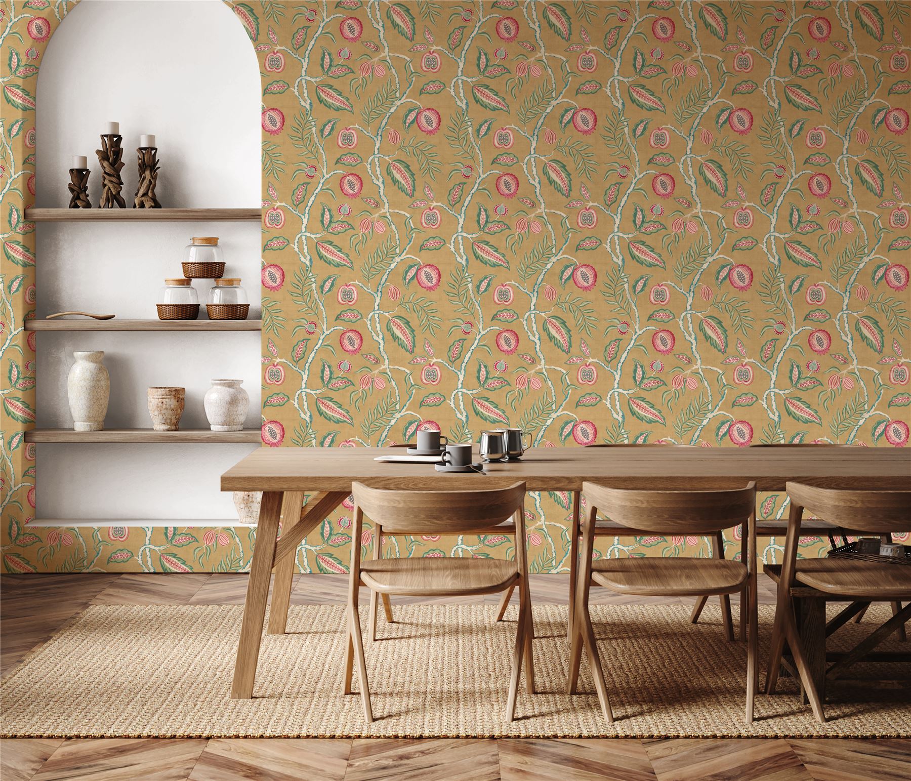 Fruits of Paradise Ochre Wallpaper