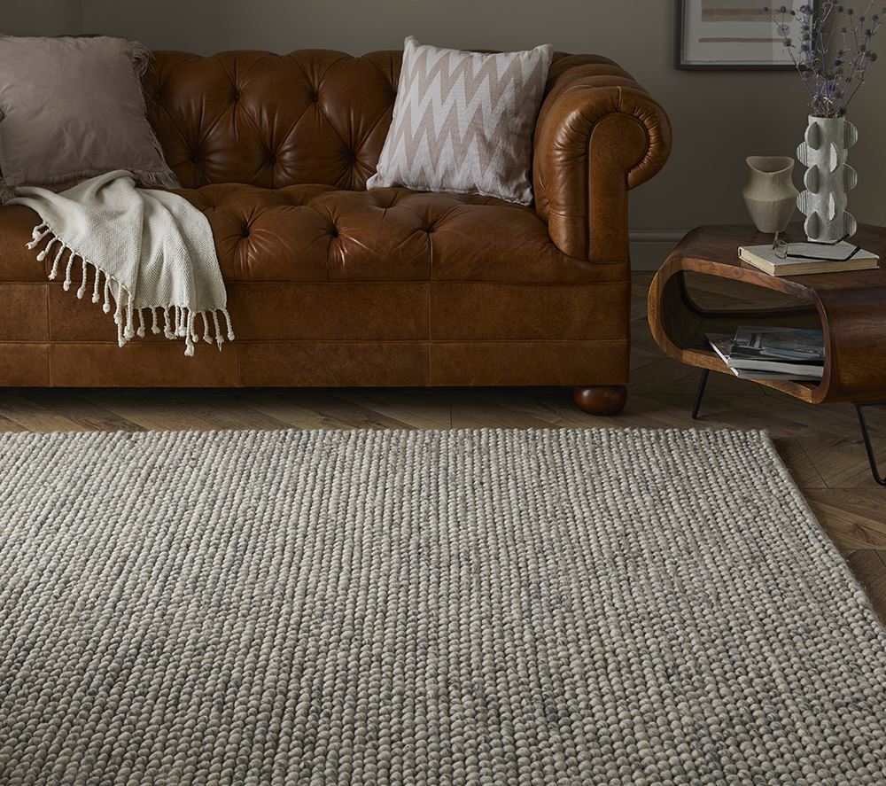 Delilah Wool Pebble Mottled Cream Rug 160x230cm (Bale 195)