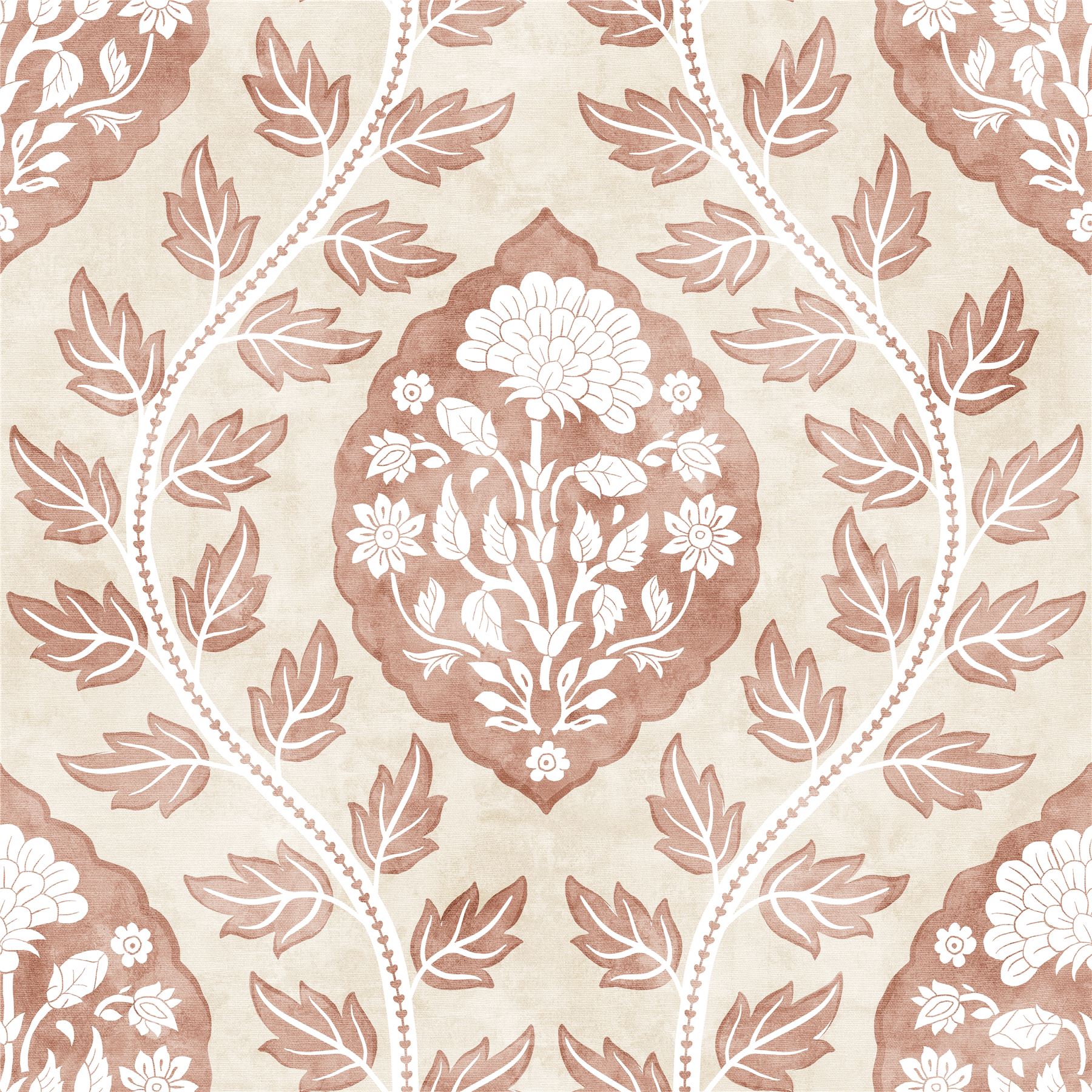 Floral Cartouche Warm Spice Wallpaper