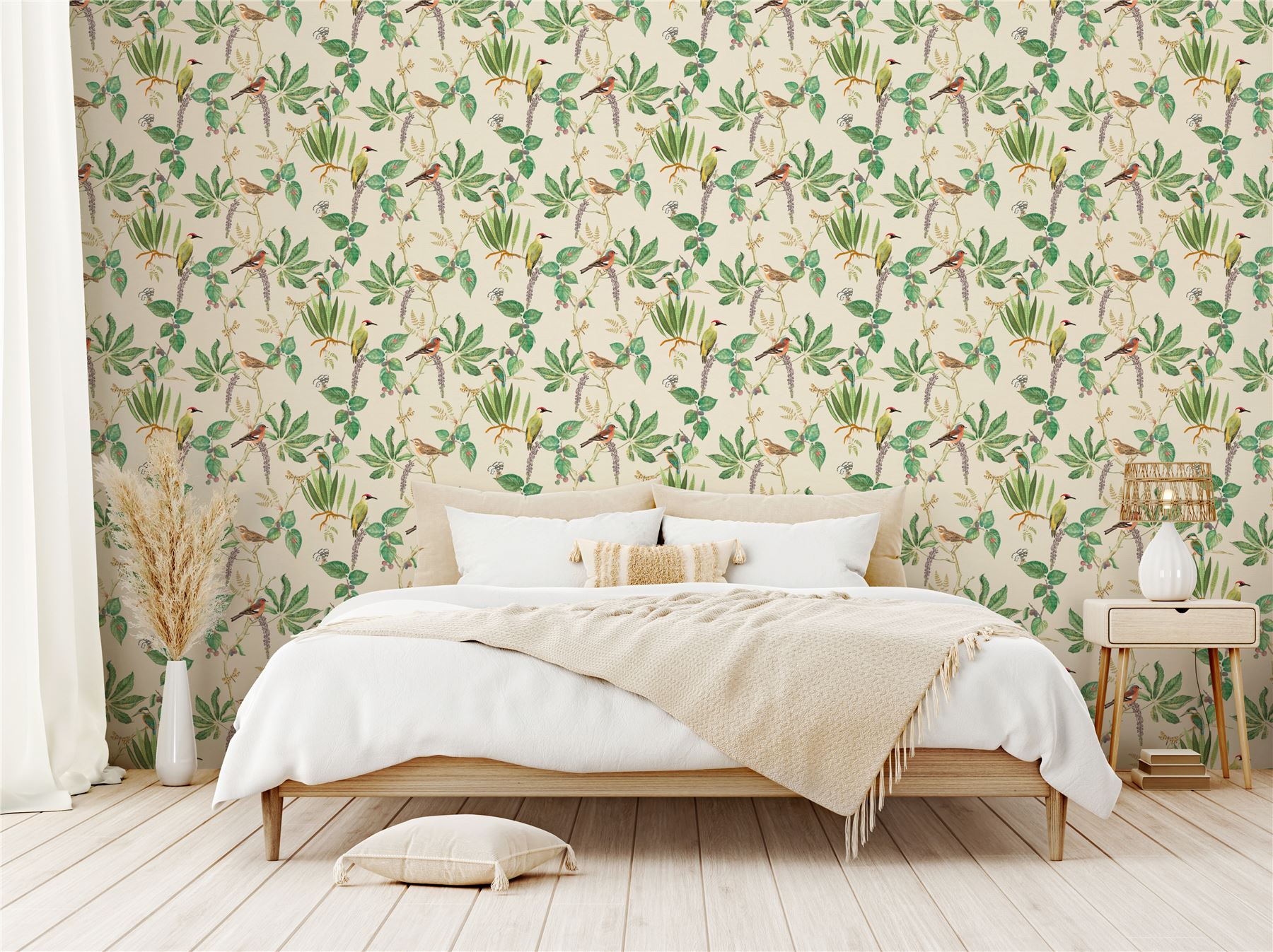 Hill Top Garden Cotton/Green Wallpaper - Esselle Home