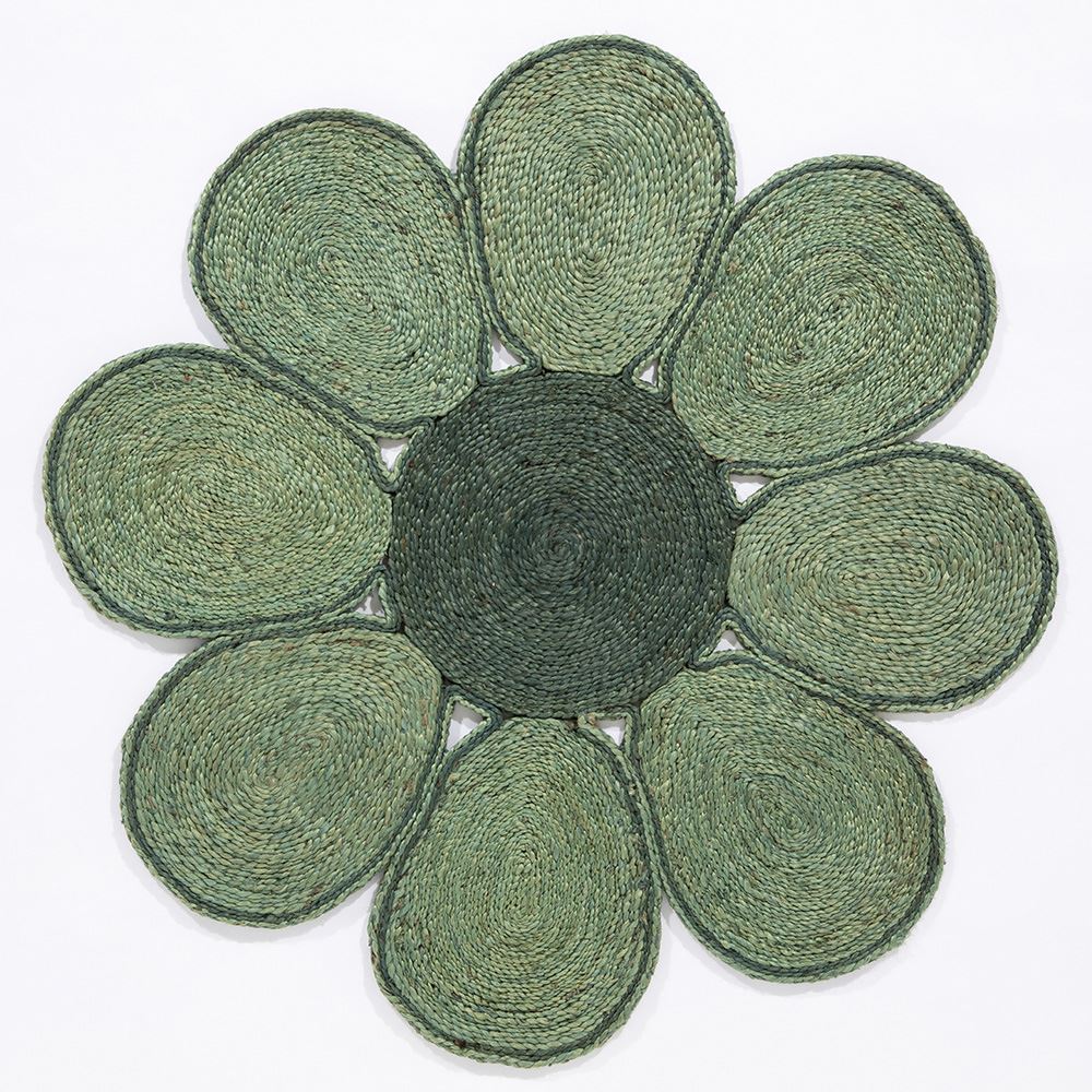 Spinningfields Single Flower Jute 120D Green Rug
