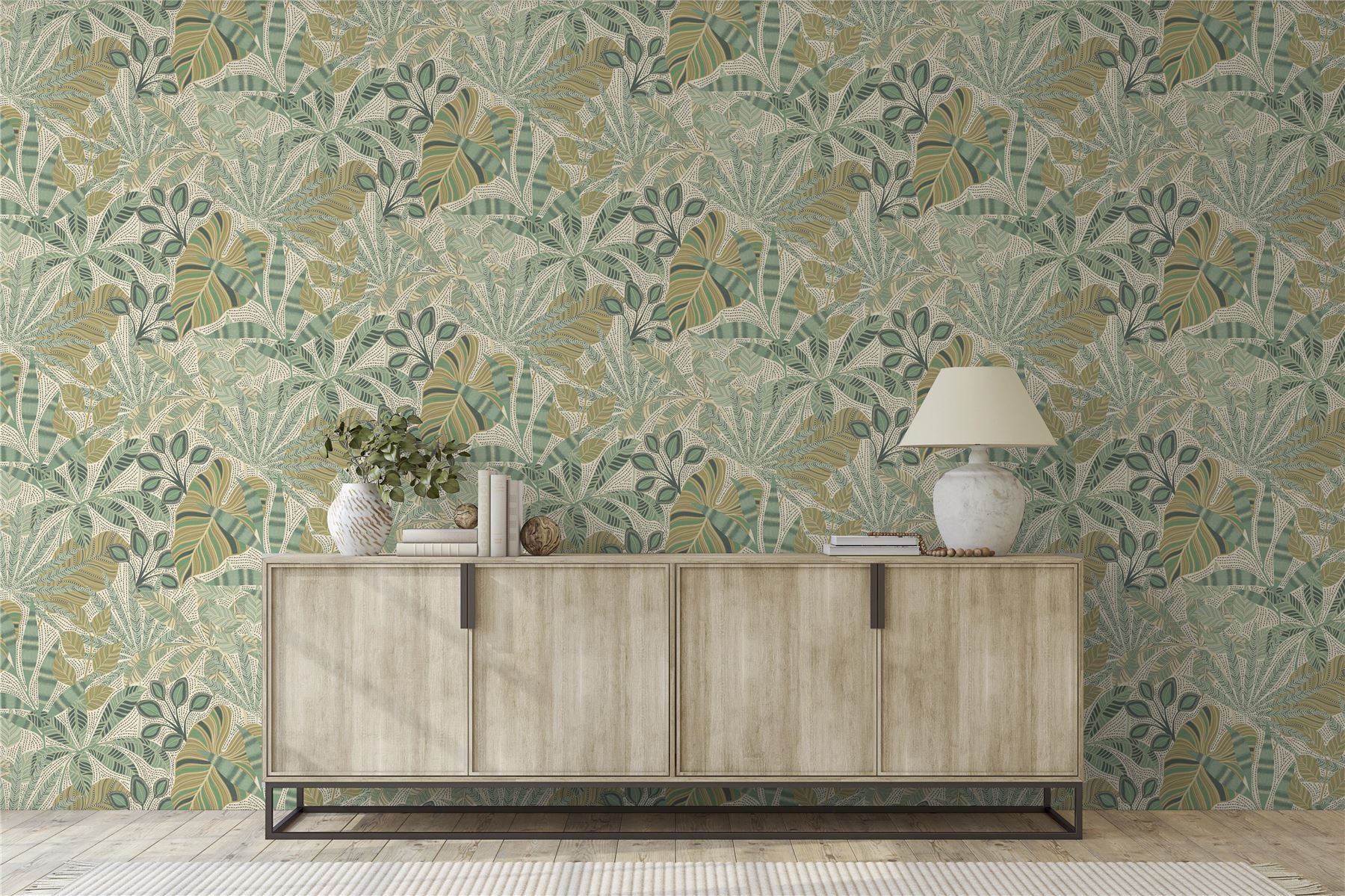 Kirra Leaf Citrus/Green Wallpaper