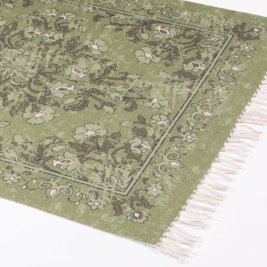 Kew Antique Printed 160x230cm Olive Rug with Tassel