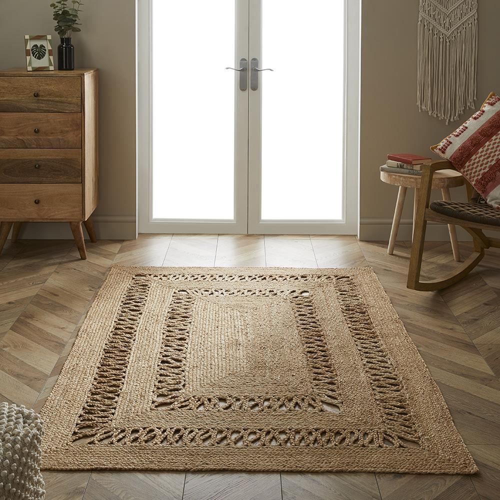 Castlefield Jute Braided Swirl 120x170cm Natural Rug