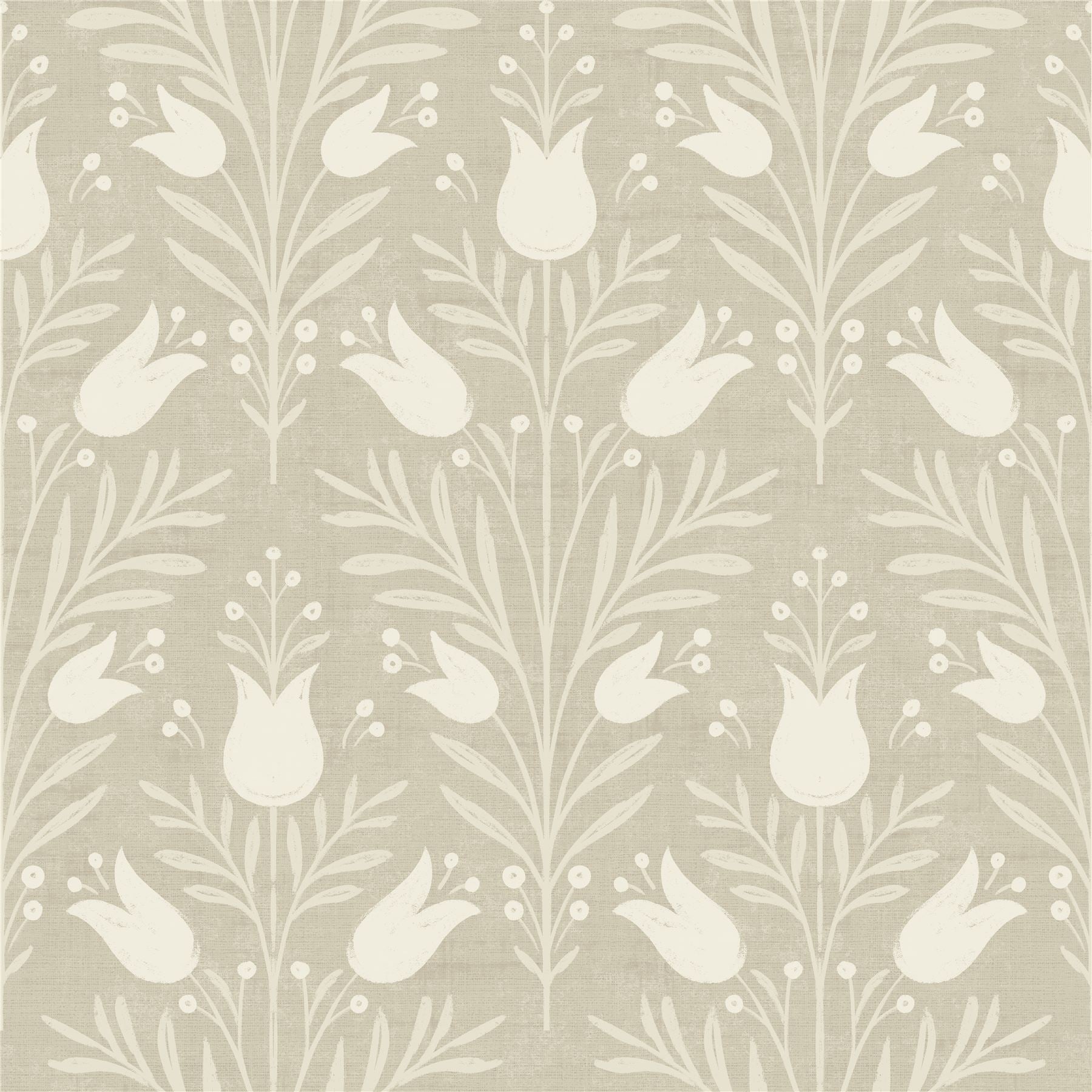 Heritage Tulip Taupe Wallpaper
