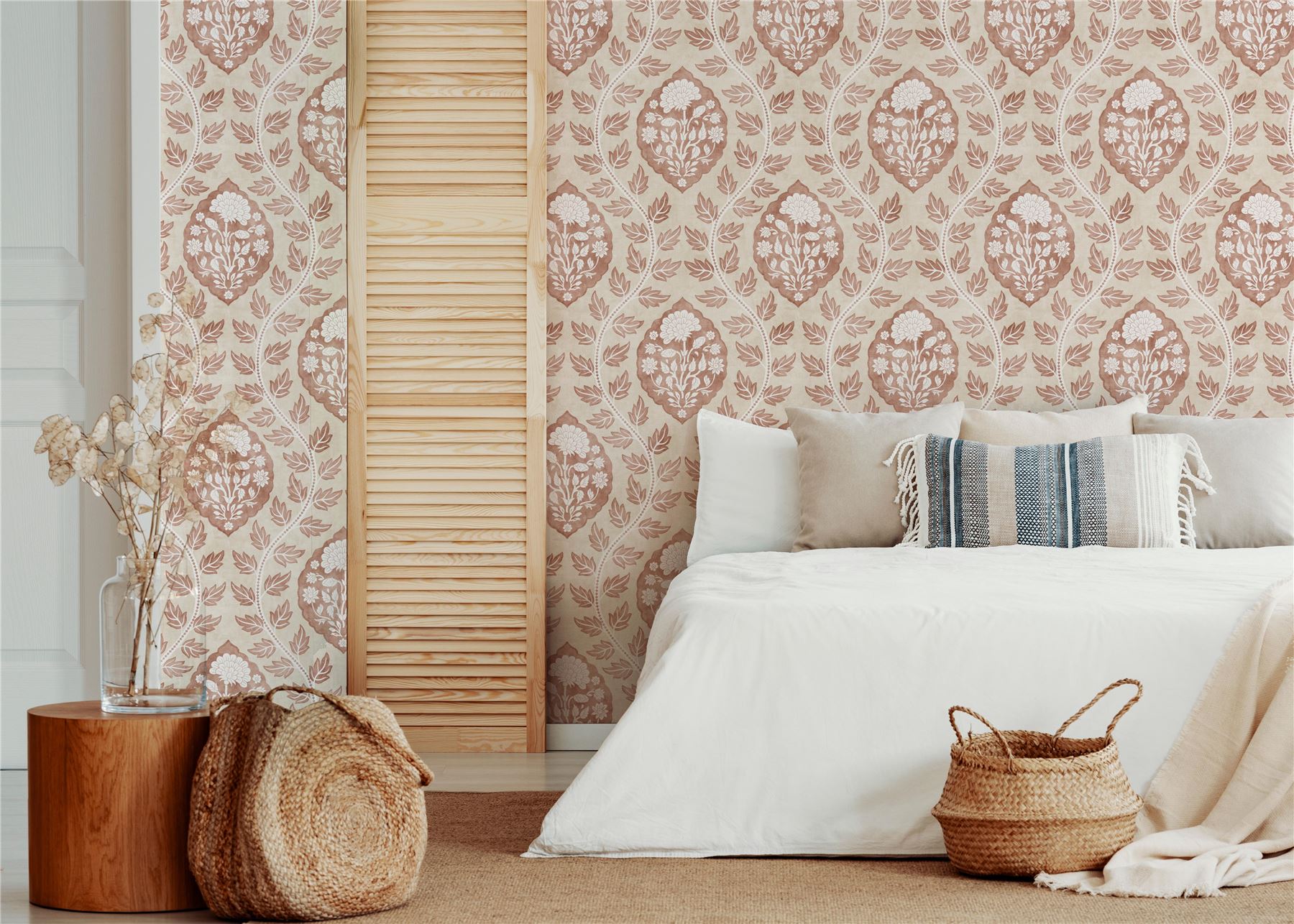 Floral Cartouche Warm Spice Wallpaper