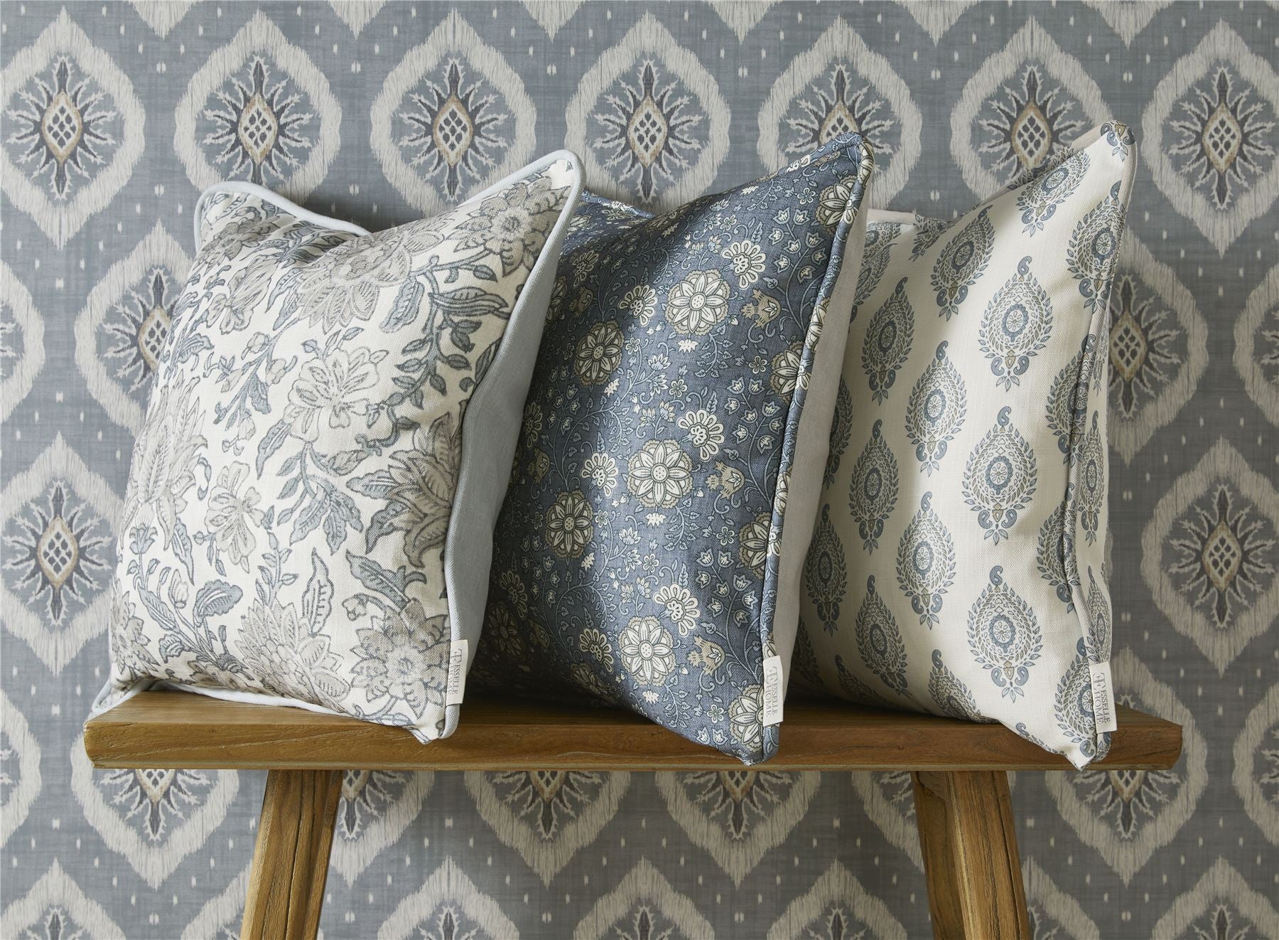 Nima Floral Taupe/Soft Blue Cushion
