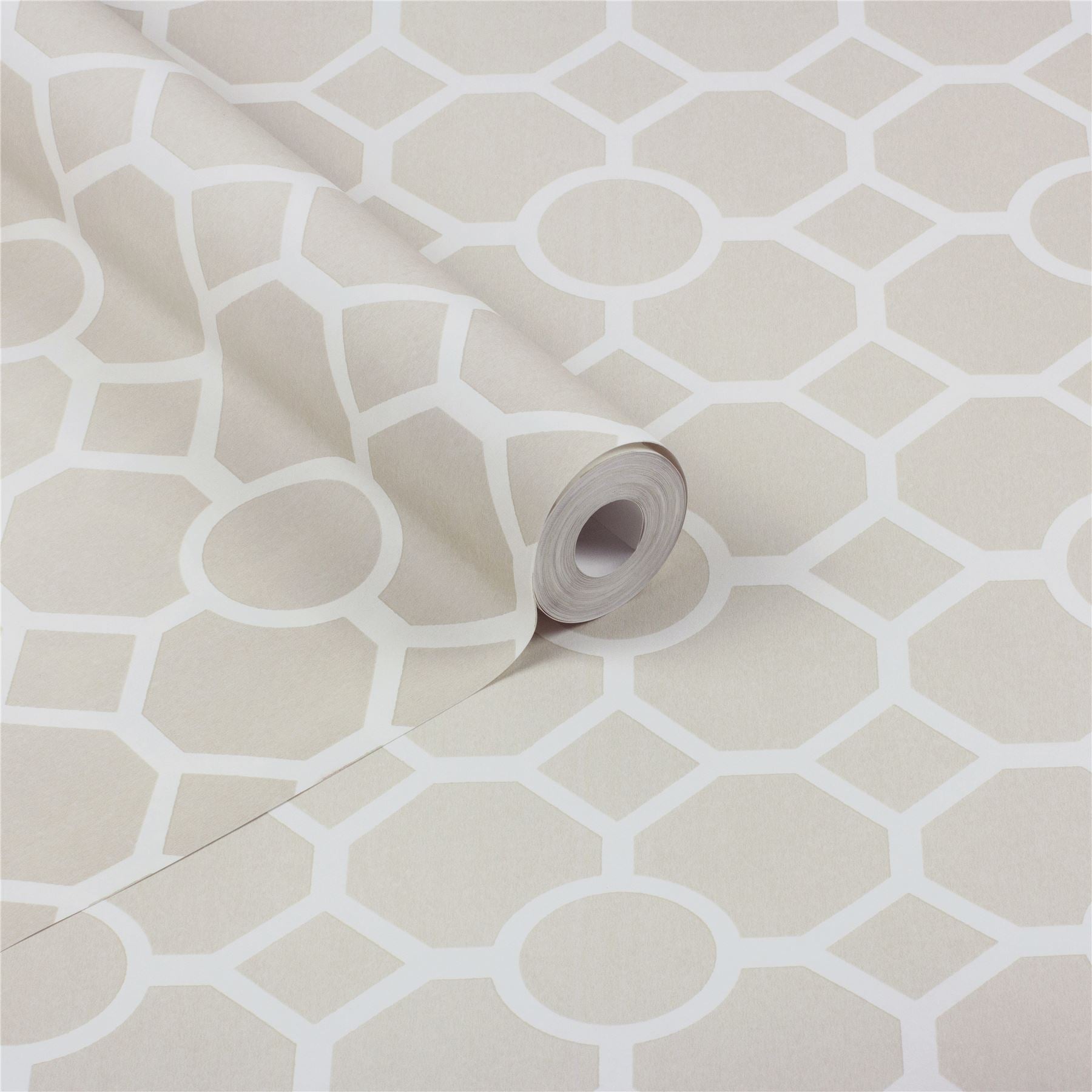 RHS Lattice Fretwork Natural Wallpaper - Esselle Home