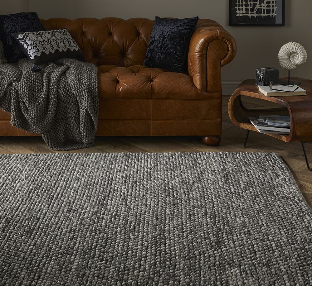 Delilah Wool Pebble Mottled Grey Rug - Esselle Home