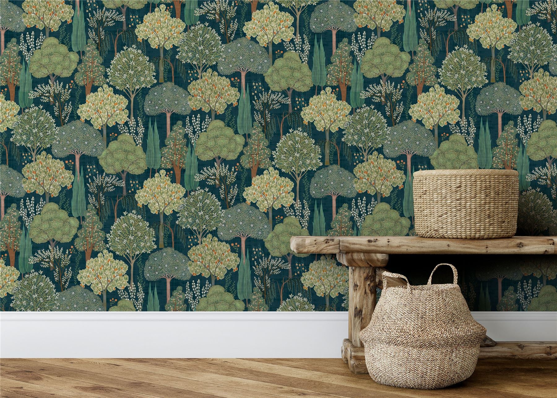 Persian Oasis Navy/Green Wallpaper