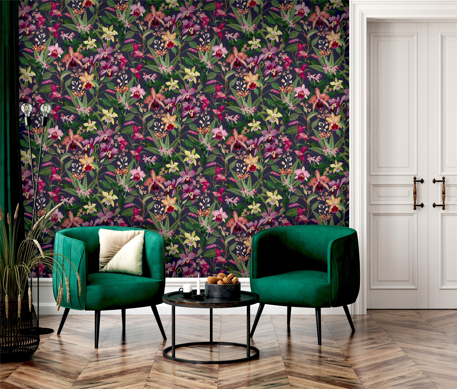 RHS Orchid Botanical Purple Wallpaper