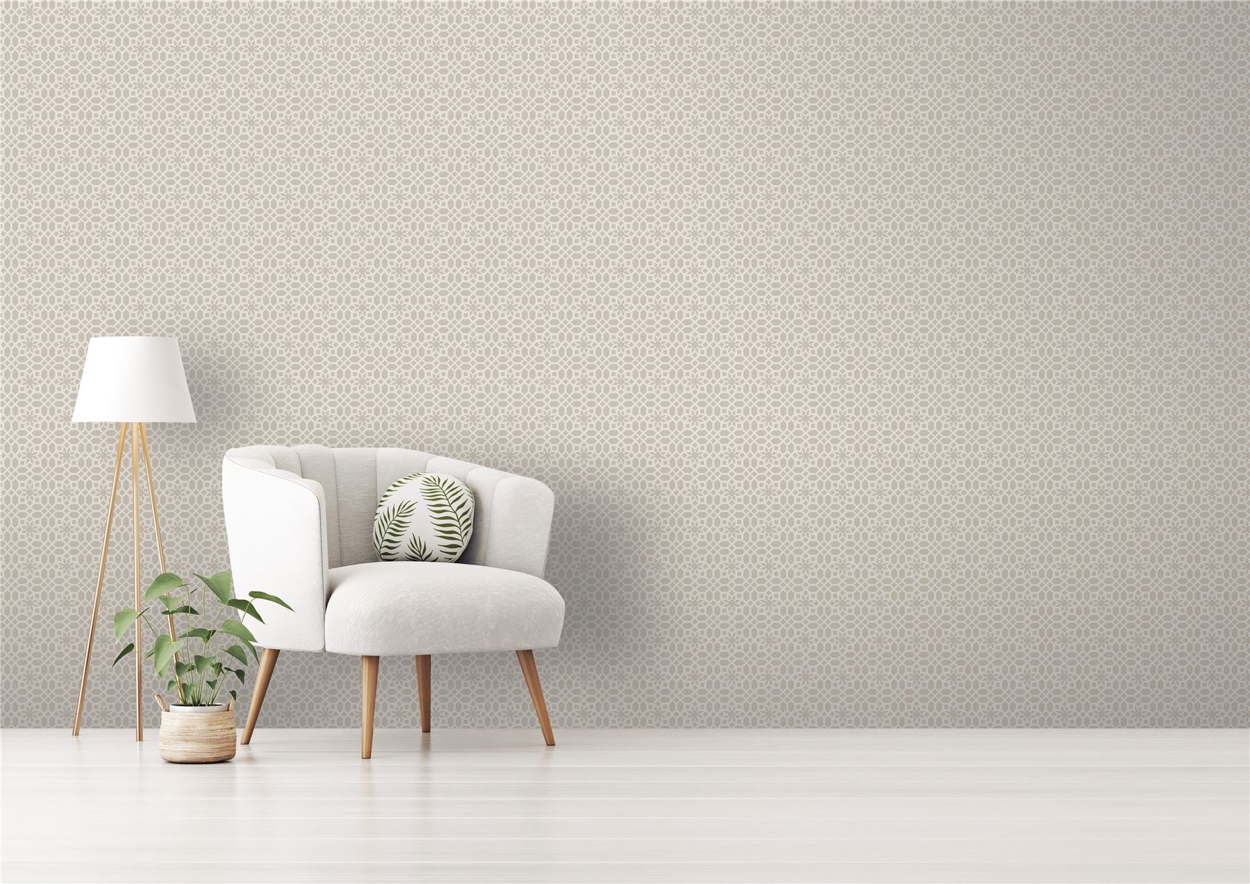 RHS Star Trellis Taupe Wallpaper