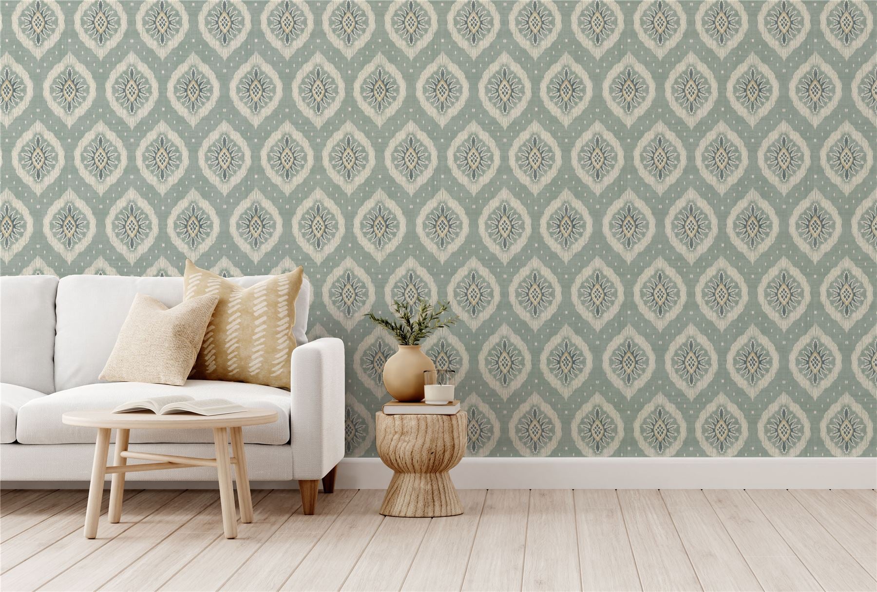Odina Ikat Seafoam Wallpaper