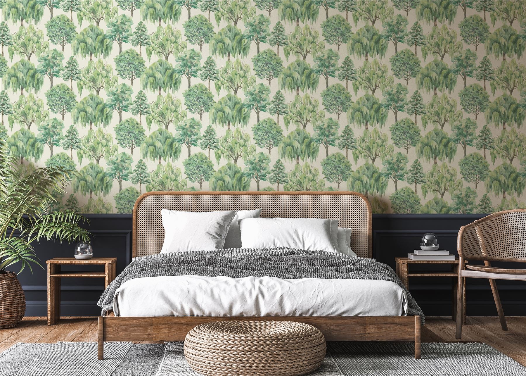 Whispering Willow Ivory/Green Wallpaper