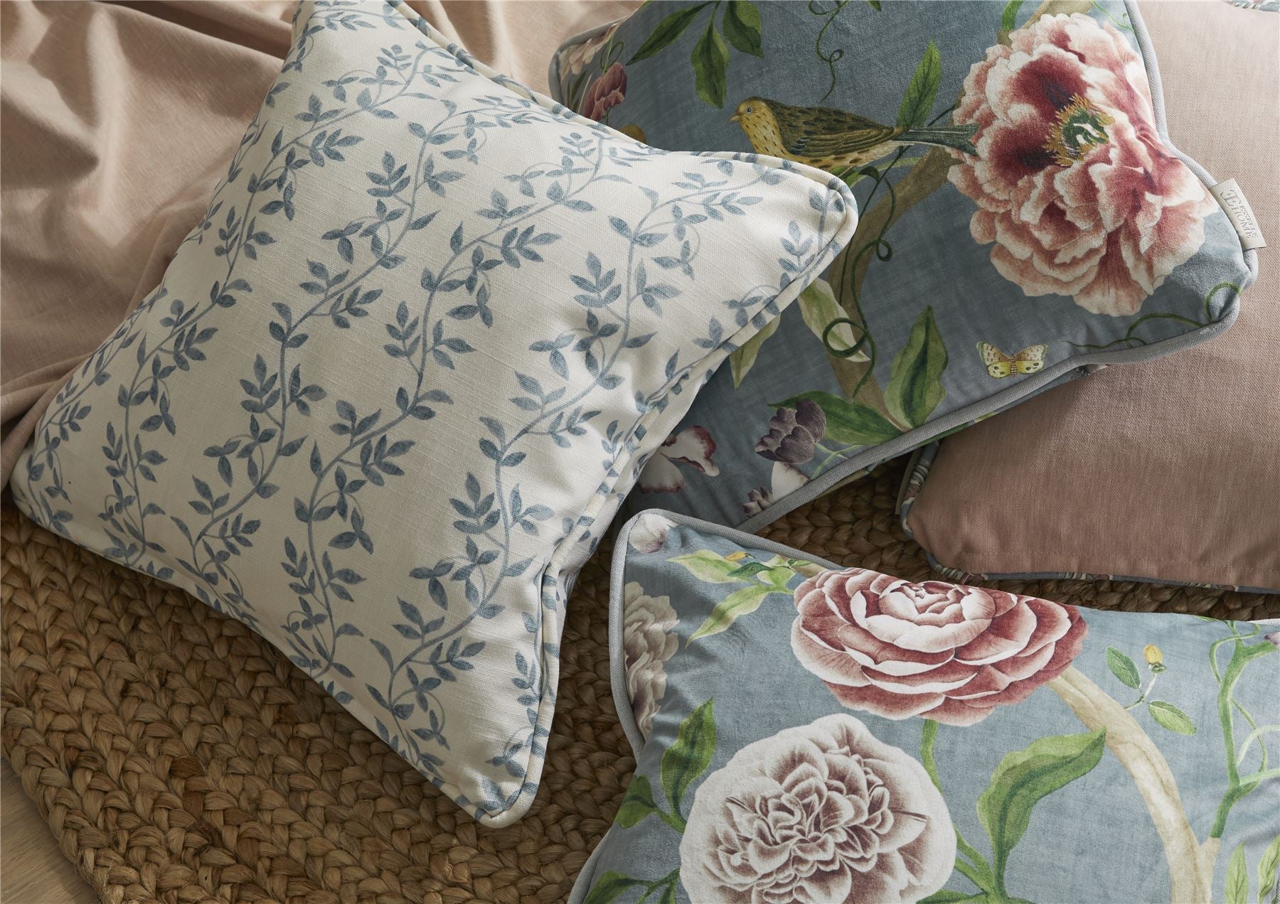 Chinoiserie Garden Slate Blue Cushion
