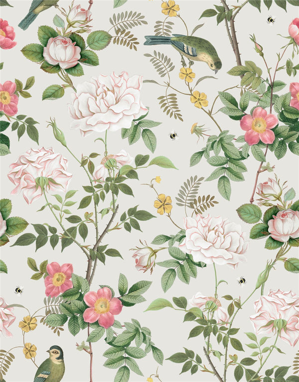 RHS Birdsong & Blooms Cream Wallpaper