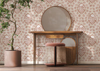 Floral Cartouche Warm Spice Wallpaper