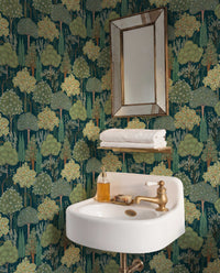 Persian Oasis Navy/Green Wallpaper - Esselle Home