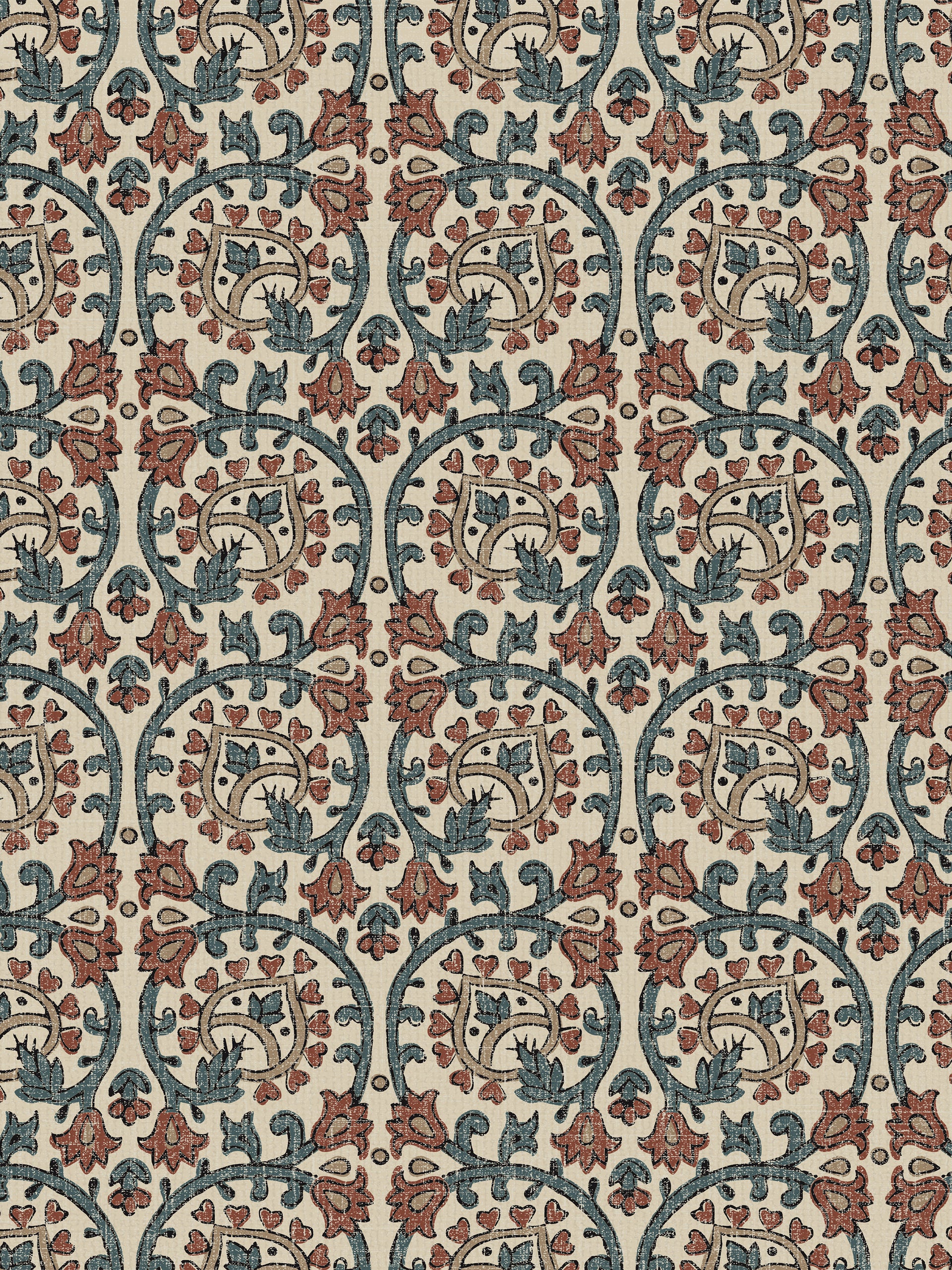 Veda Linen Spice Blue Fabric - Esselle Home