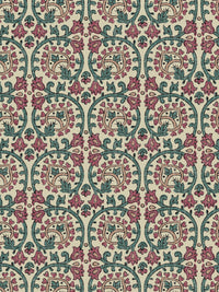 Veda Linen Teal/Raspberry Fabric - Esselle Home