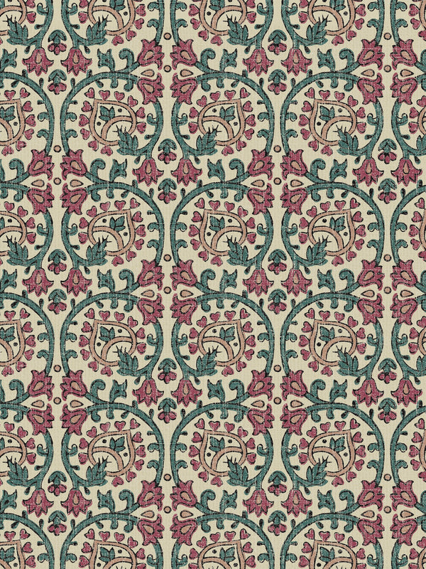 Veda Linen Teal/Raspberry Fabric