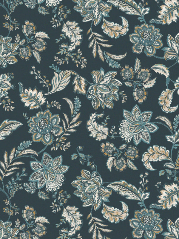 Kashmir Jacobean Navy/Teal Fabric