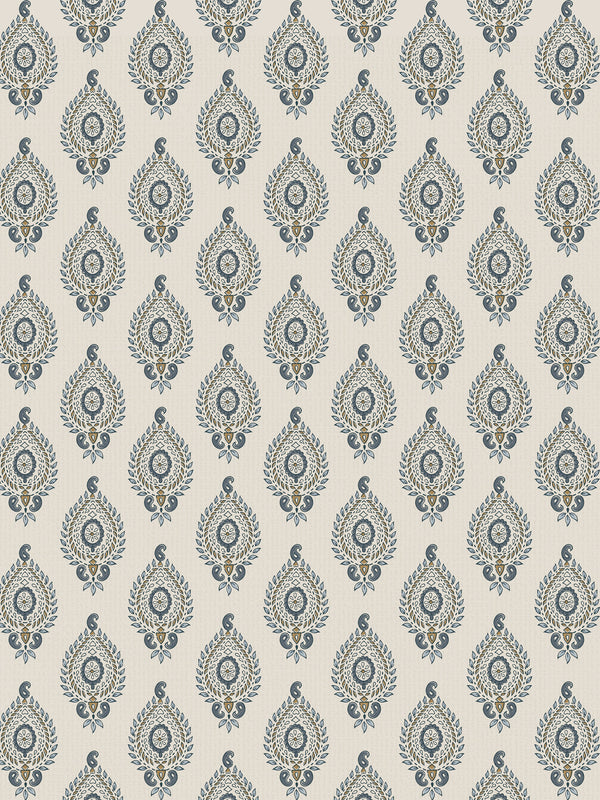 Naya Motif Blue/Taupe Fabric