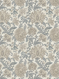 Nima Floral Taupe/Soft Blue Fabric