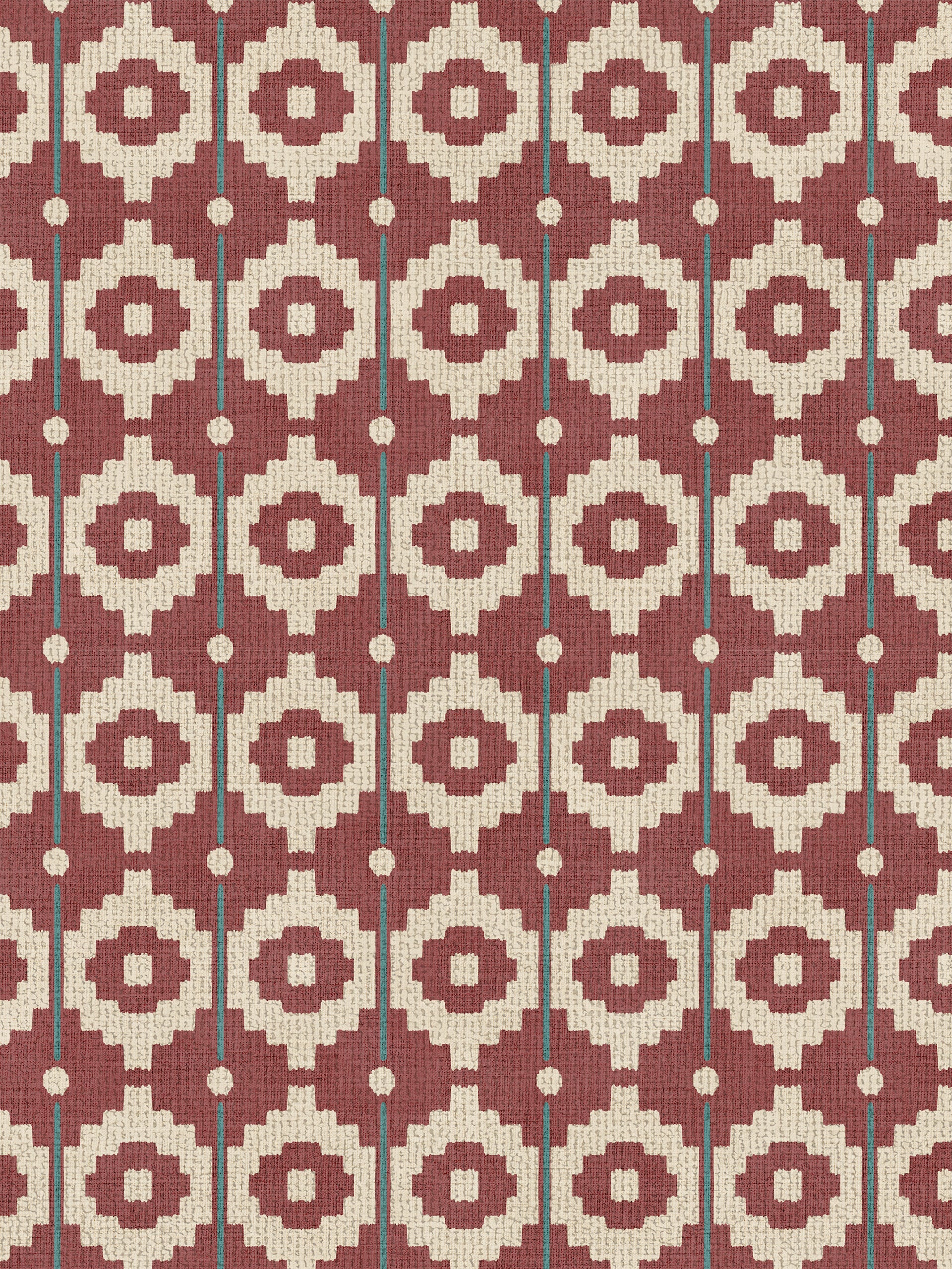 Santiago Geo Red/Teal Fabric - Esselle Home