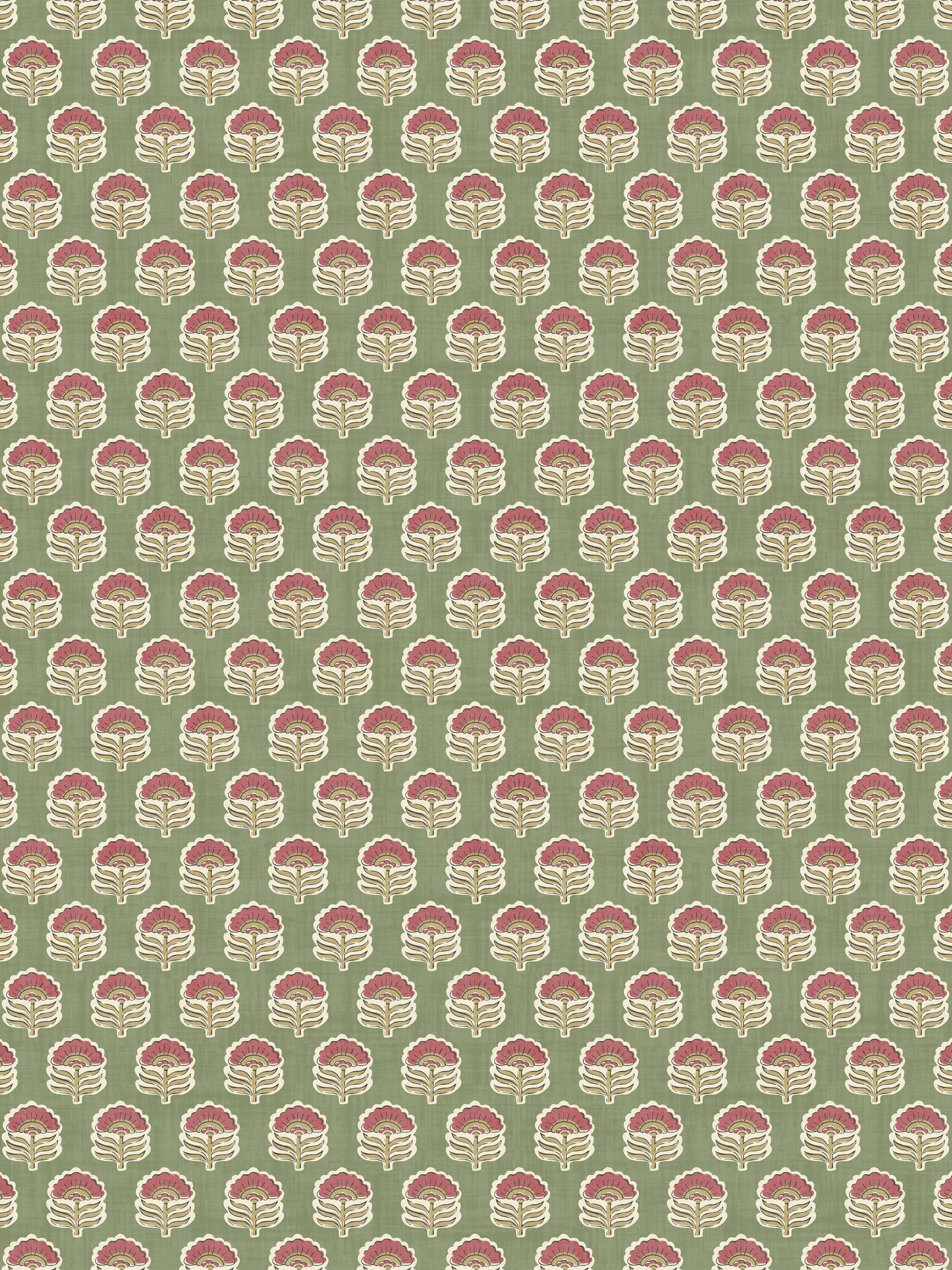 Wallington Floral Moss/Raspberry Fabric - Esselle Home