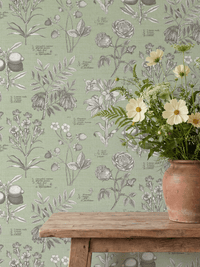 RHS Botanical Sketchbook Sage Wallpaper - Esselle Home