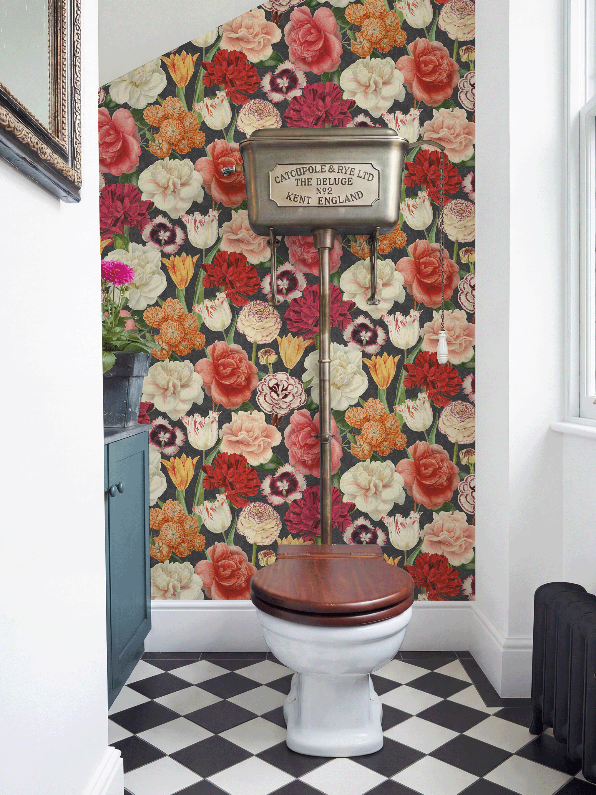 RHS Blooming Bouquet Black Wallpaper - Esselle Home