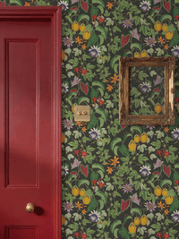 RHS Citrus & Vine Black Wallpaper - Esselle Home