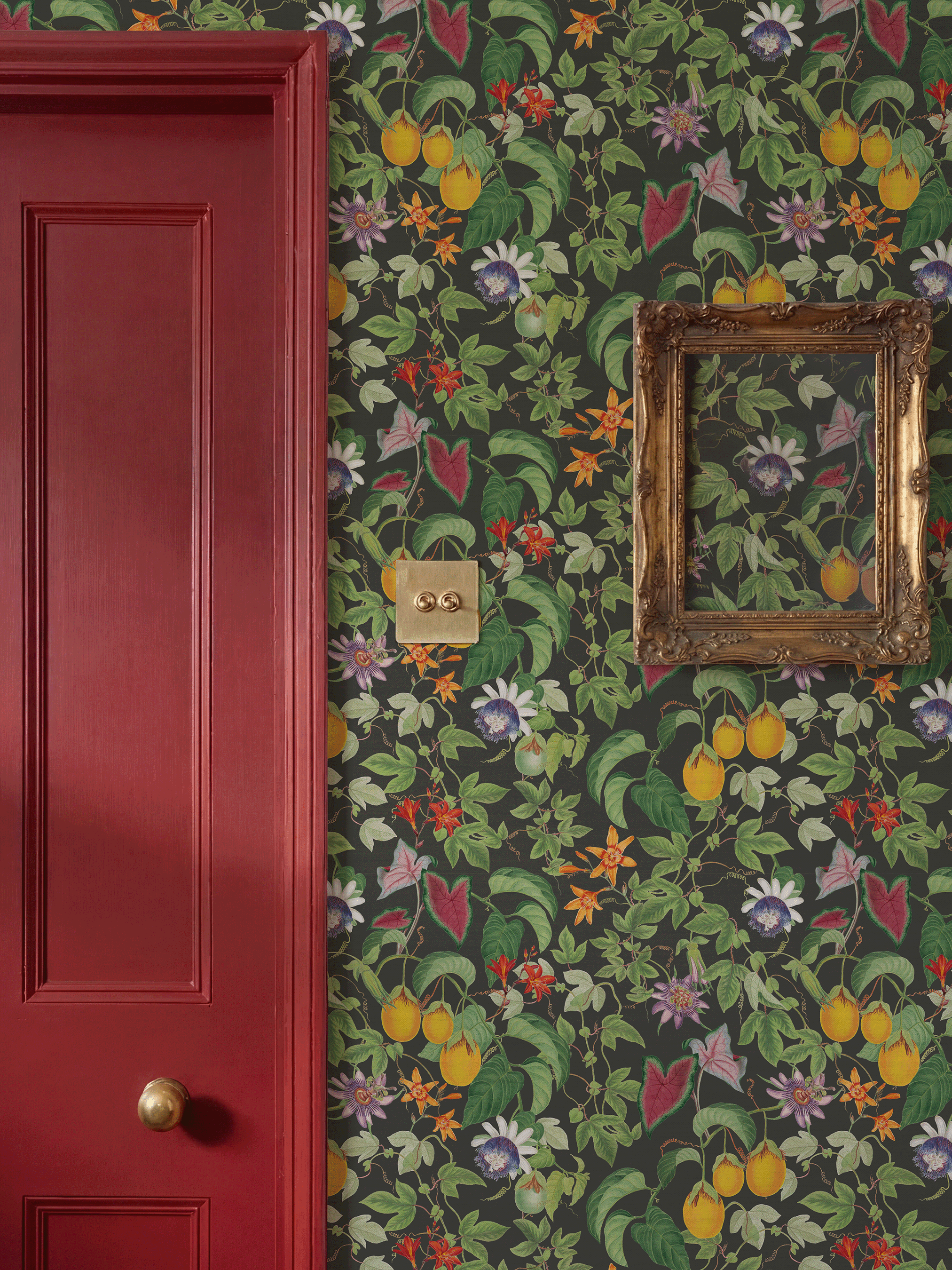 RHS Citrus & Vine Black Wallpaper - Esselle Home