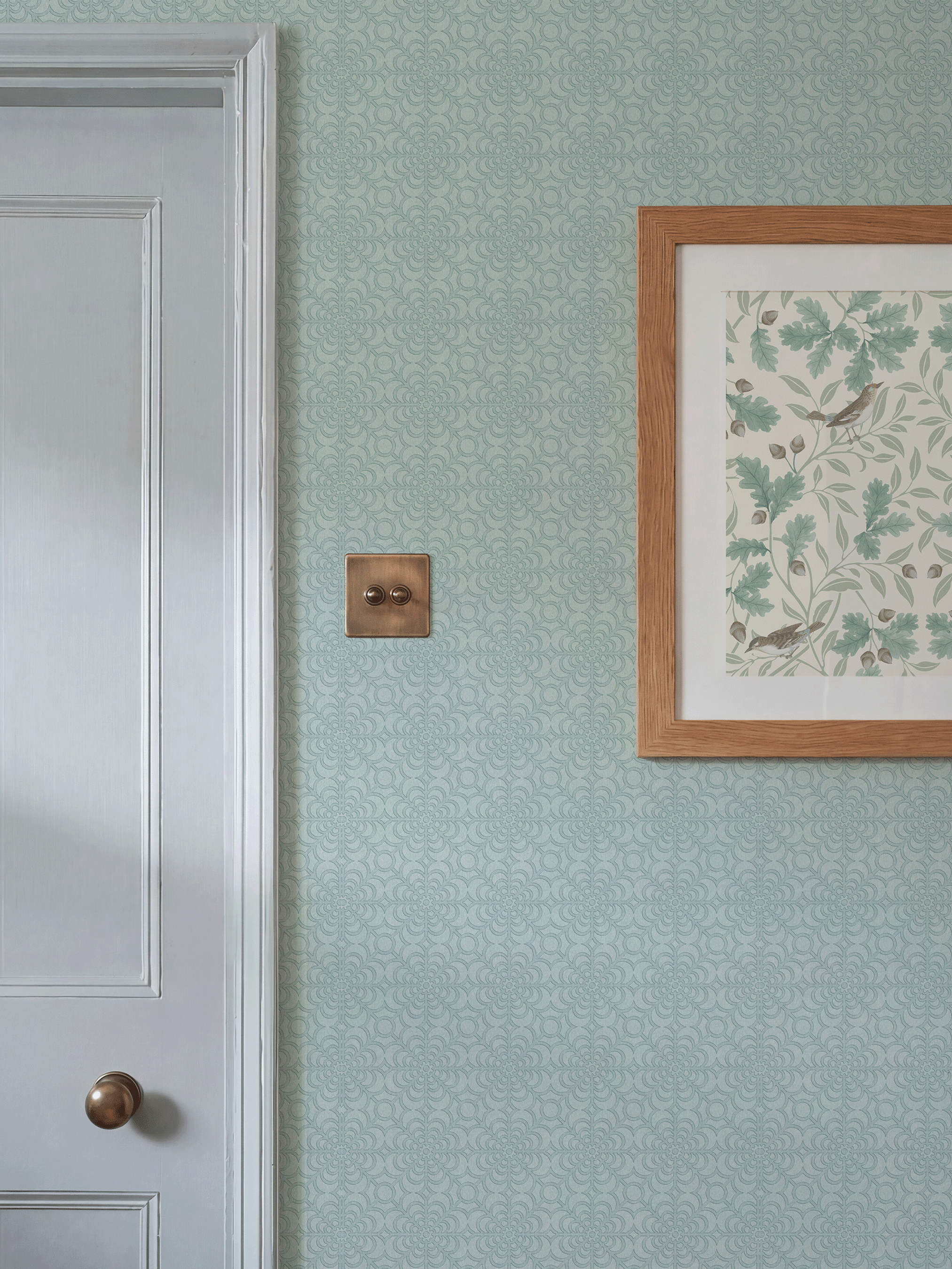 RHS Dandy Floral Soft Blue Wallpaper - Esselle Home