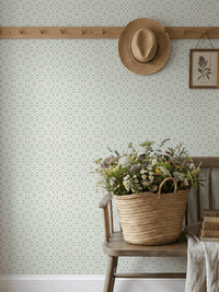 RHS Star Trellis Soft Blue Wallpaper - Esselle Home