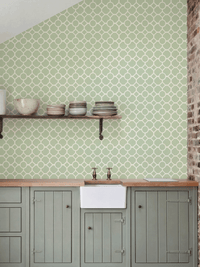 RHS Lattice Fretwork Sage Wallpaper - Esselle Home
