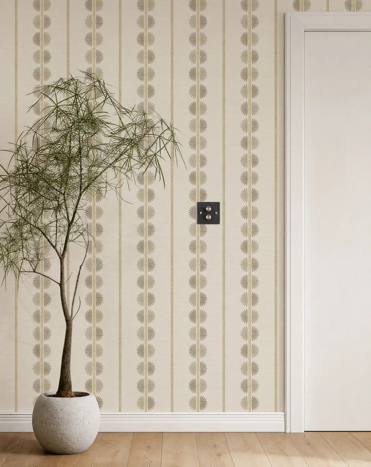 Maris Natural Wallpaper | Fan Leaf Stripe - Esselle Home