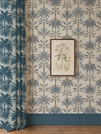 Solana Blue Palm | Tropical Leaf Wallpaper - Esselle Home