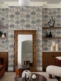 Solana Blue Palm | Tropical Leaf Wallpaper - Esselle Home