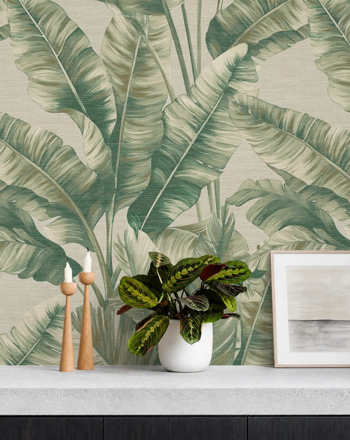 Wallpaper Canopy Green Palm | Botanical Leaf Wallpaper - Esselle Home